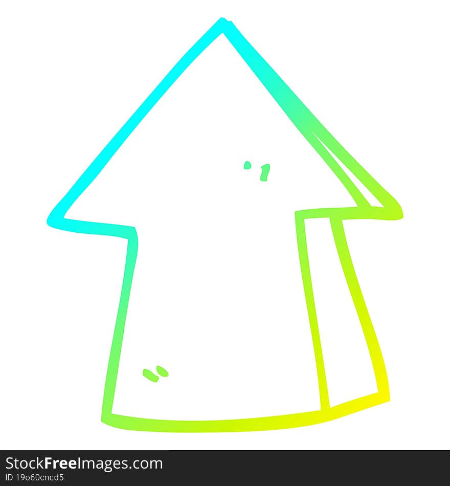 cold gradient line drawing cartoon pointing arrow