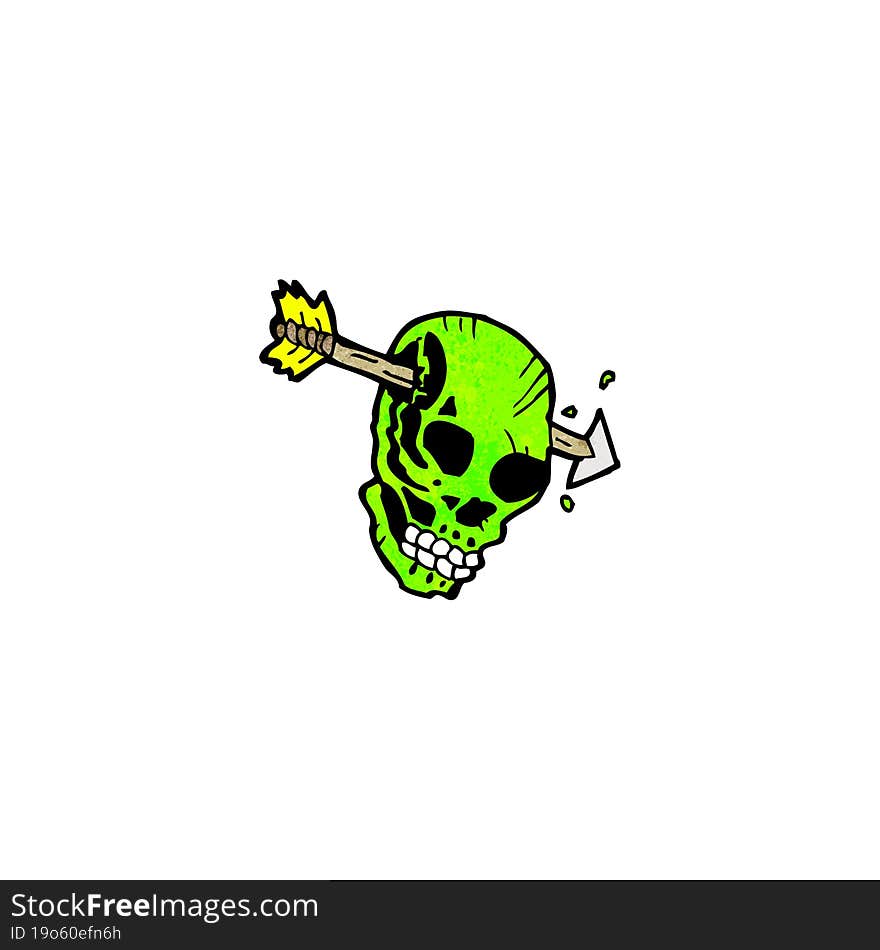 cartoon spooky green skull