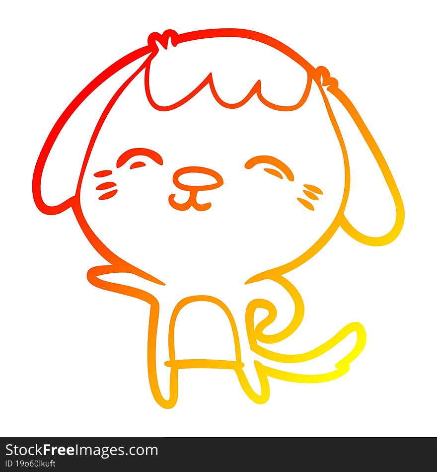 warm gradient line drawing happy cartoon dog