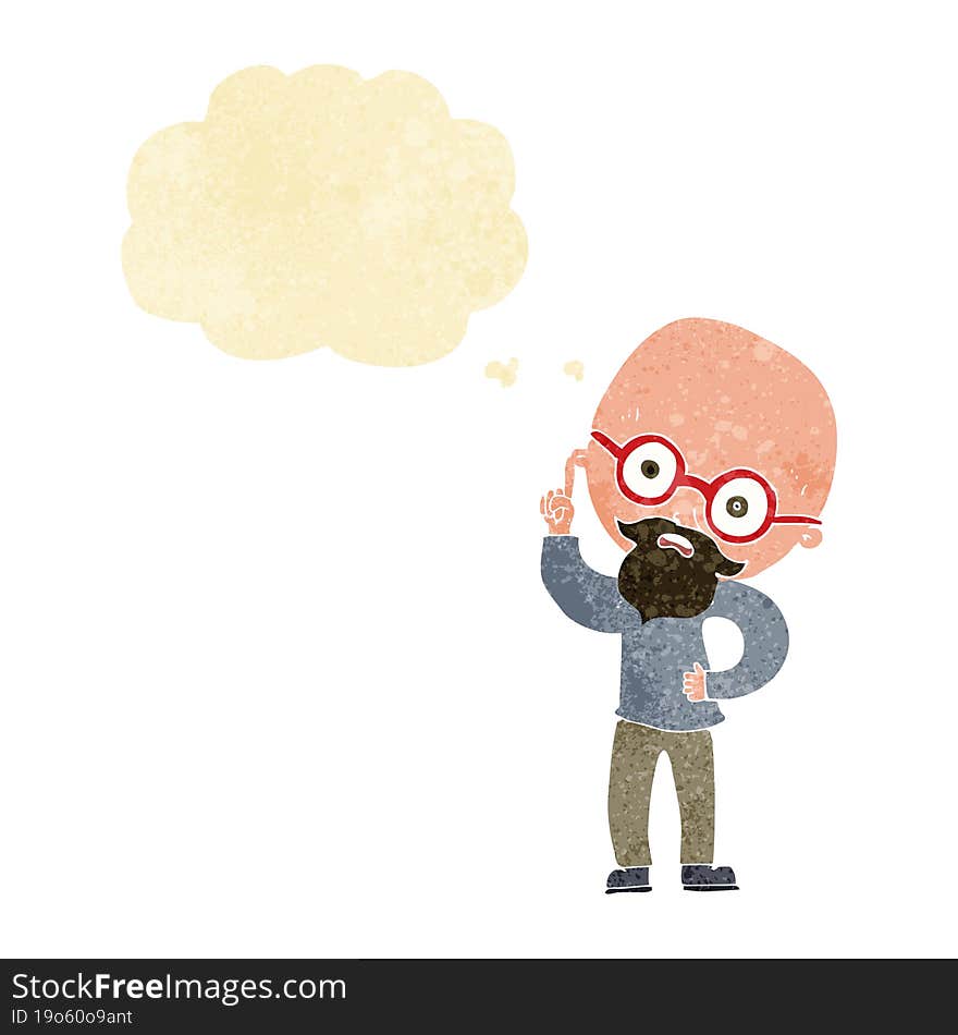 Cartoon Old Man  With Thought Bubble