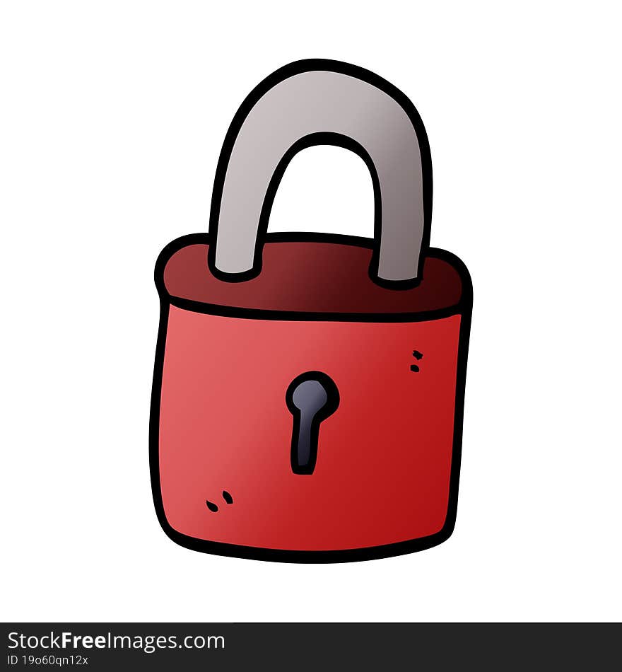 cartoon doodle locked padlock