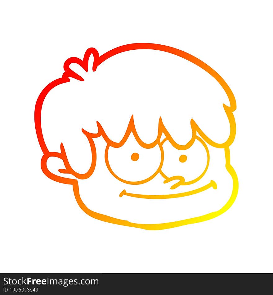 warm gradient line drawing cartoon male face