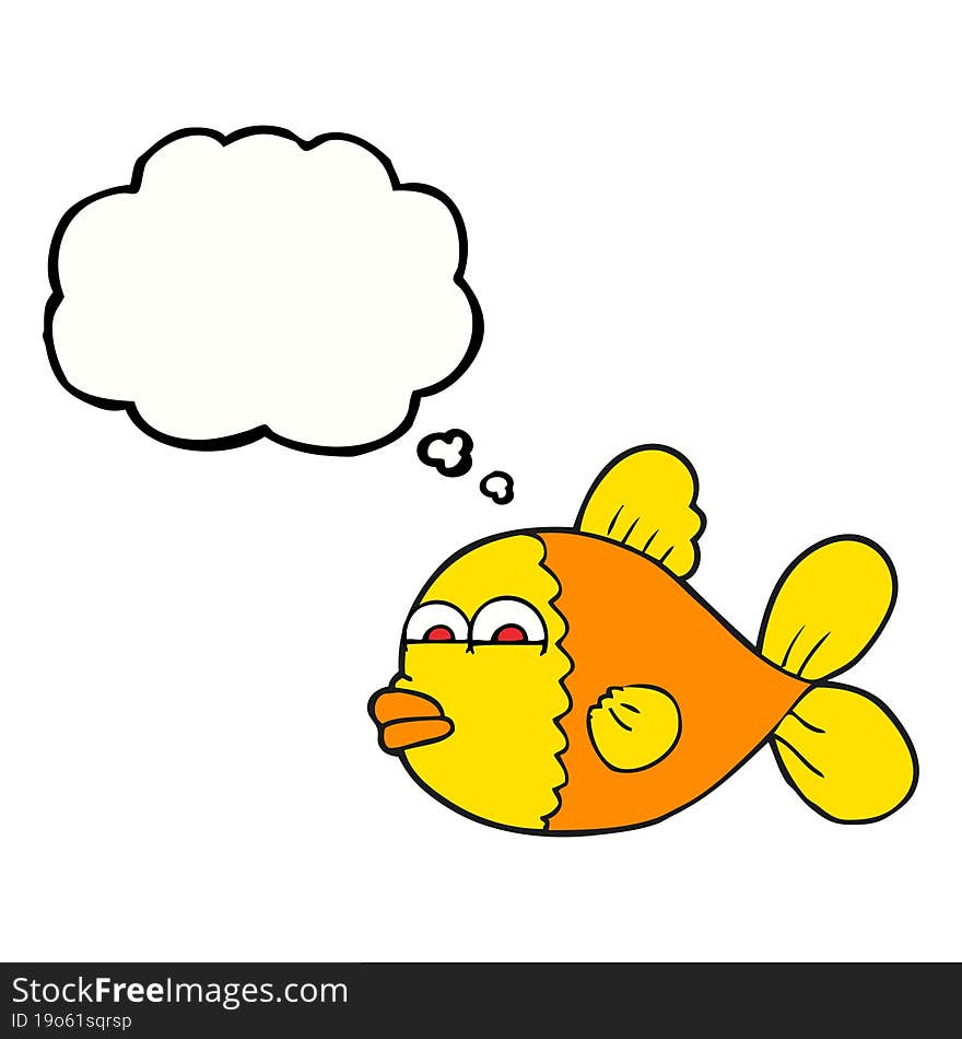 freehand drawn thought bubble cartoon fish