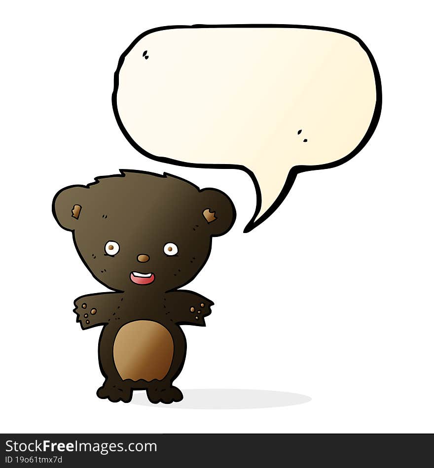 cartoon black bear with speech bubble