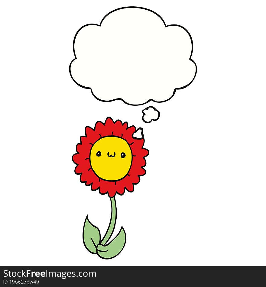 cartoon flower and thought bubble