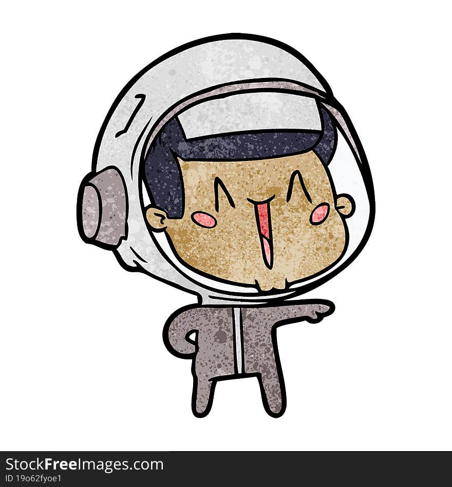 happy cartoon astronaut pointing. happy cartoon astronaut pointing