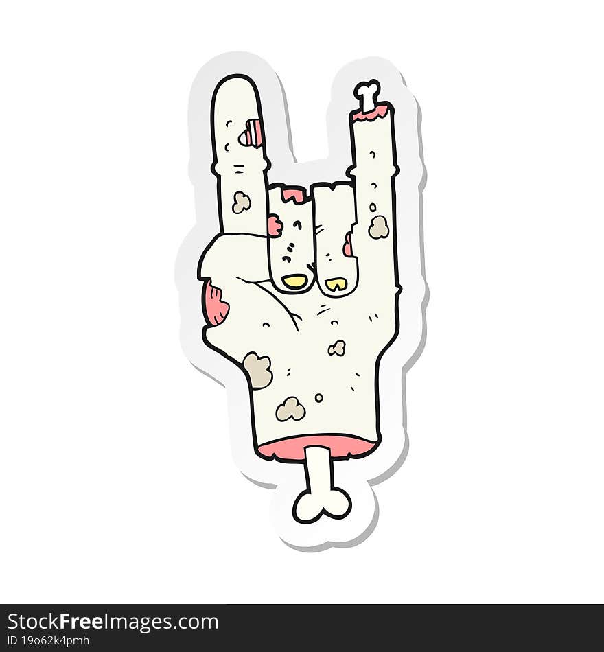 sticker of a cartoon zombie hand