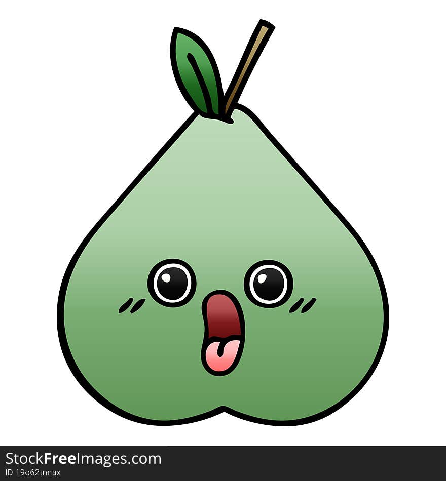 gradient shaded cartoon green pear