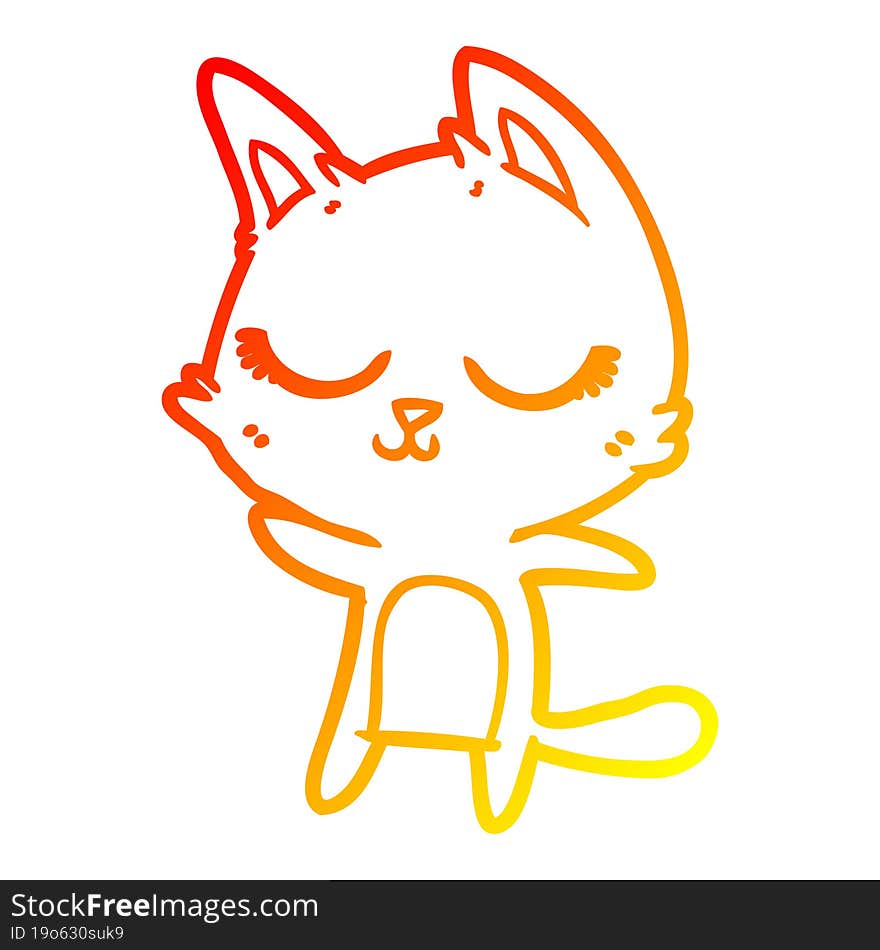 warm gradient line drawing calm cartoon cat