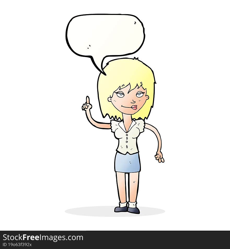 cartoon woman with idea with speech bubble