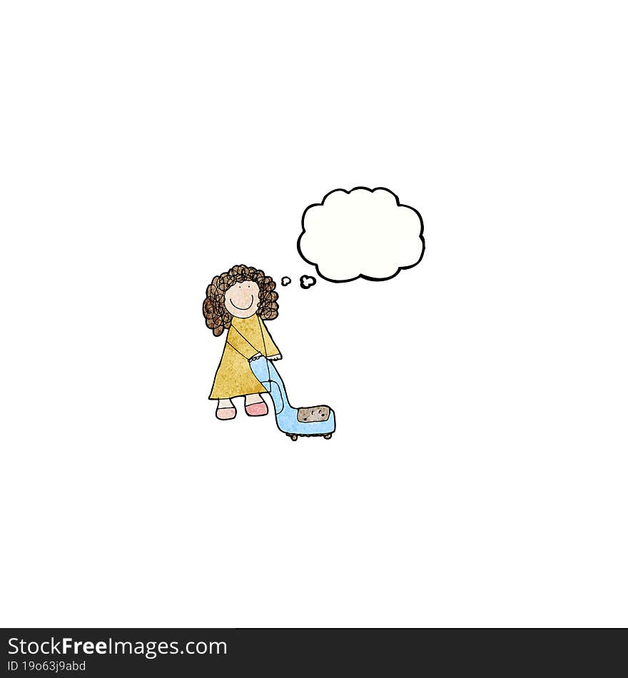 child\'s drawing of a woman cleaning