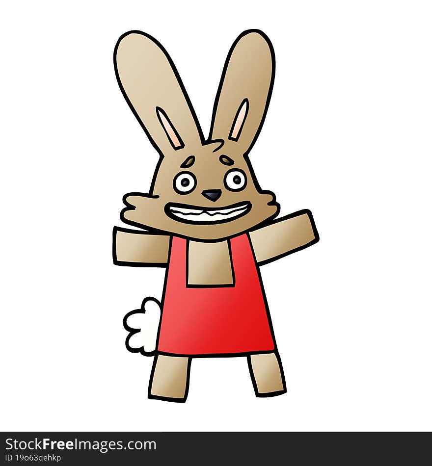 cartoon doodle scared looking rabbit