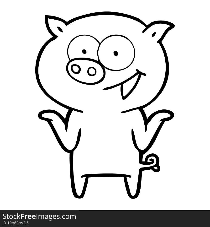 cartoon pig with no worries. cartoon pig with no worries