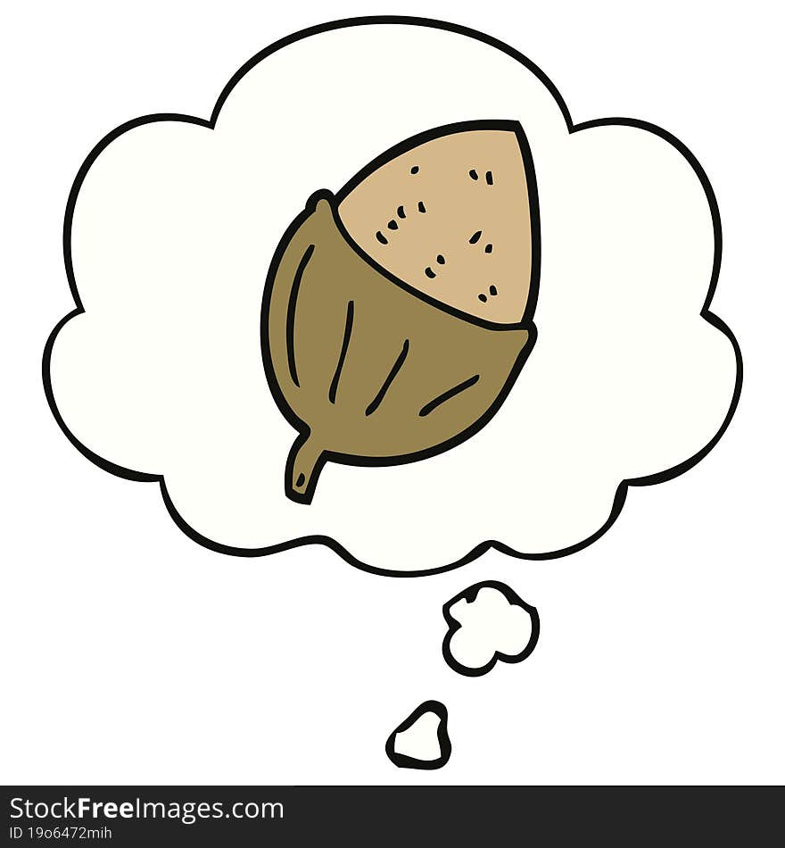 cartoon acorn and thought bubble