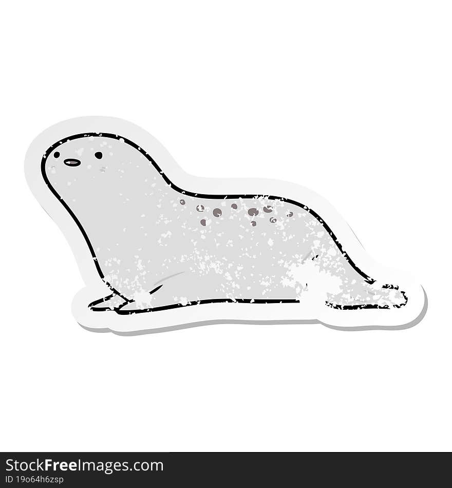 distressed sticker of a cartoon seal