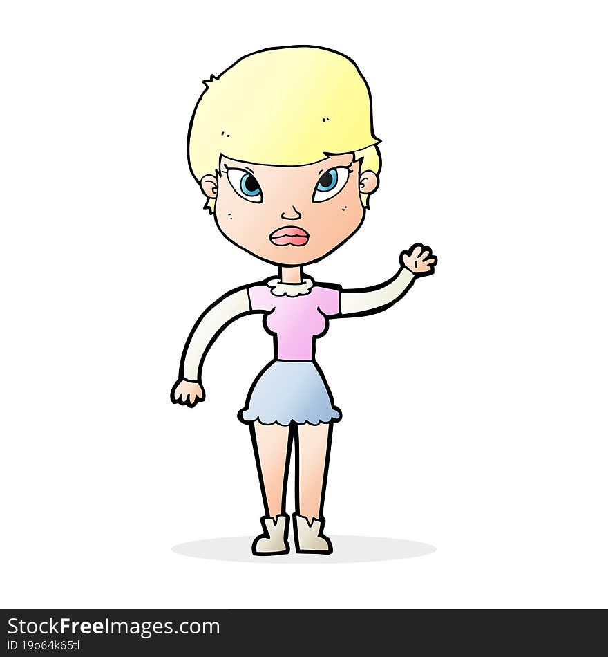 cartoon woman waving