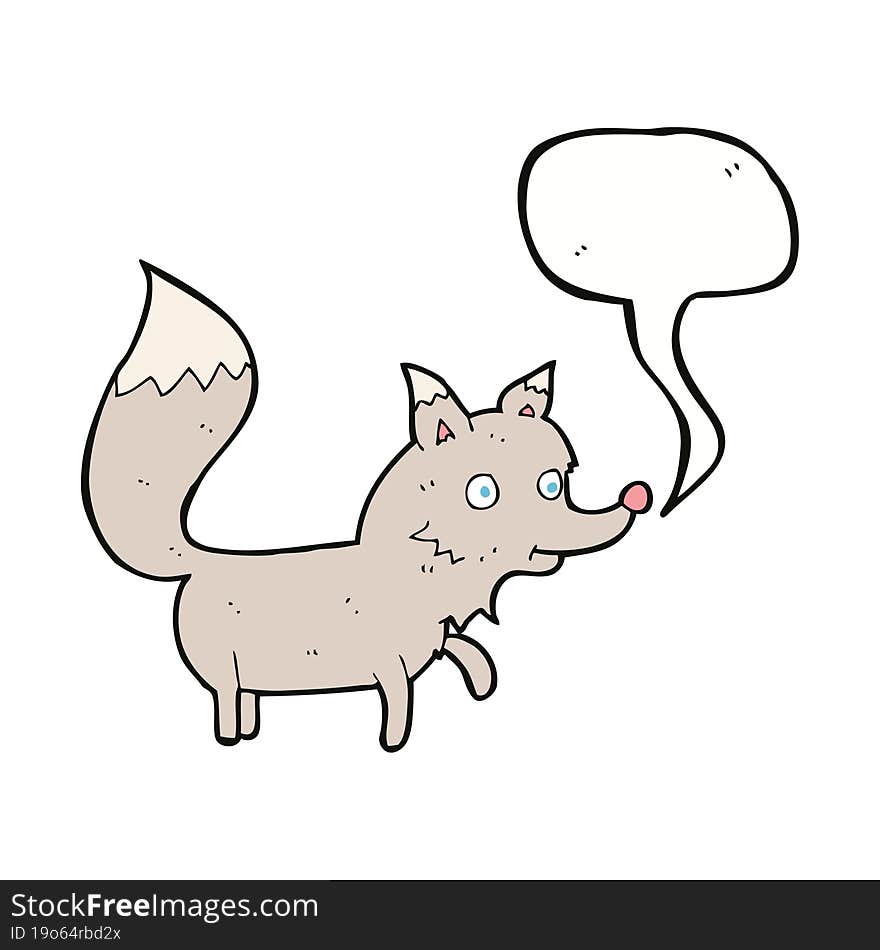 cartoon wolf cub with speech bubble