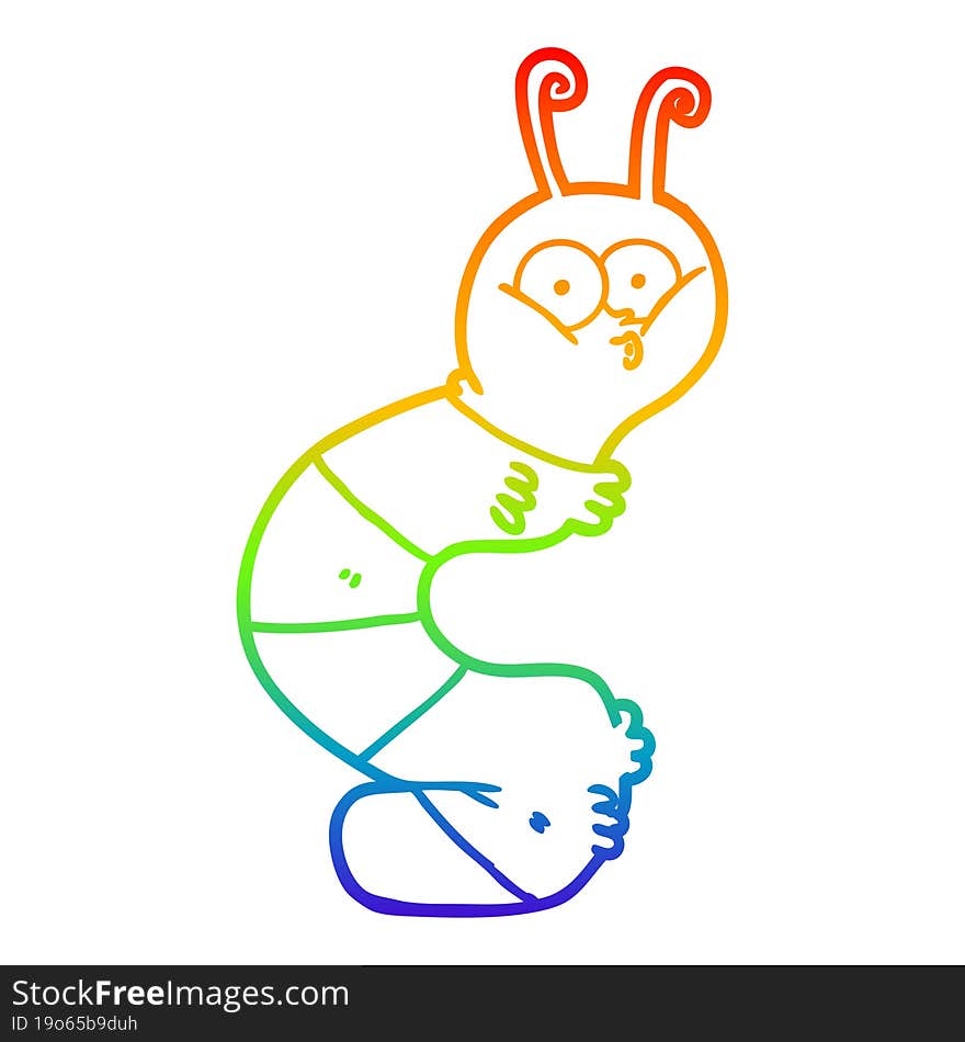 rainbow gradient line drawing funny cartoon caterpillar