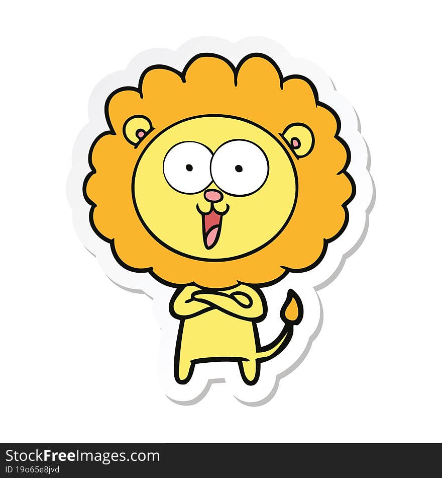 sticker of a happy cartoon lion