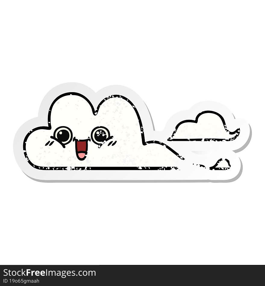 distressed sticker of a cute cartoon clouds