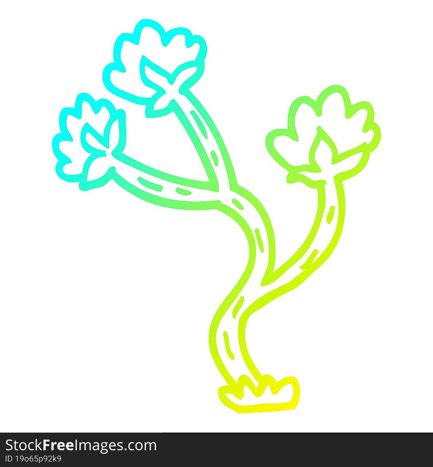 cold gradient line drawing of a cartoon wildflower