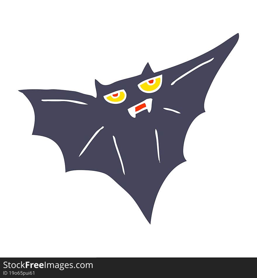 flat color illustration of a cartoon halloween bat