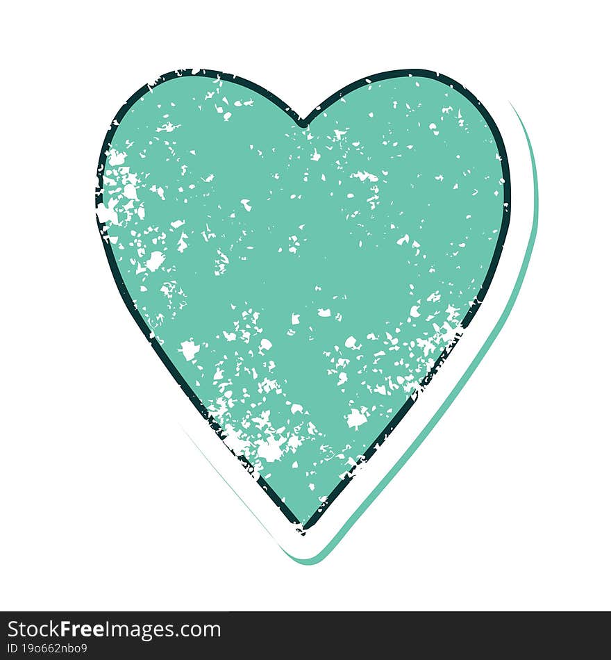 iconic distressed sticker tattoo style image of a heart. iconic distressed sticker tattoo style image of a heart