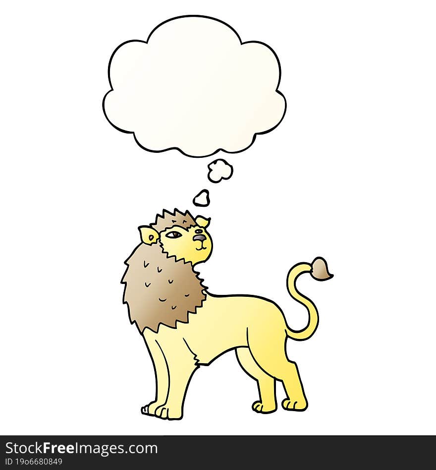 cartoon lion and thought bubble in smooth gradient style