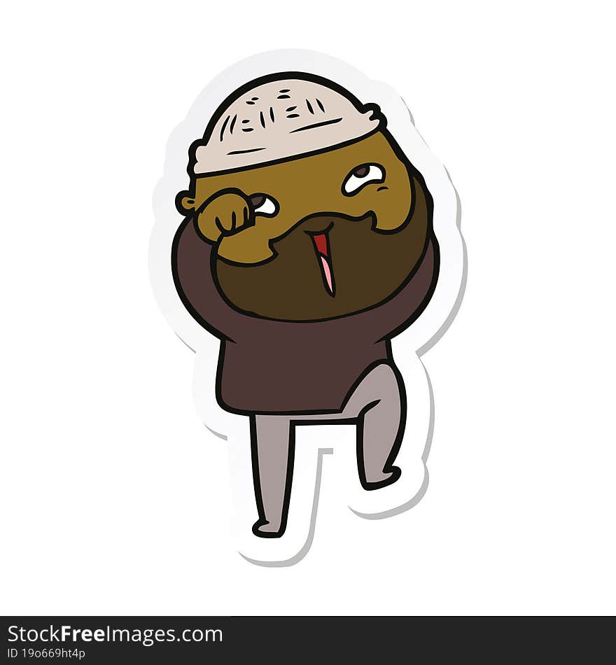 sticker of a cartoon happy bearded man