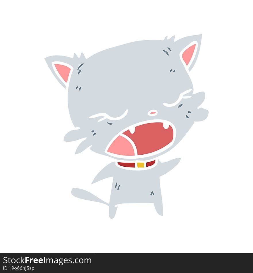 cute flat color style cartoon cat talking