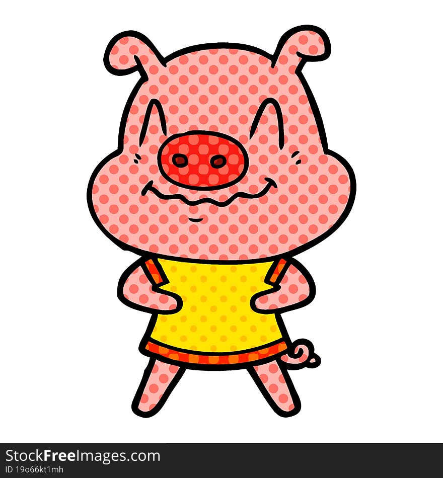 nervous cartoon pig. nervous cartoon pig