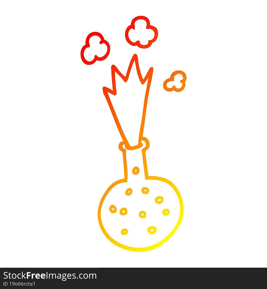 warm gradient line drawing of a cartoon explosive chemical