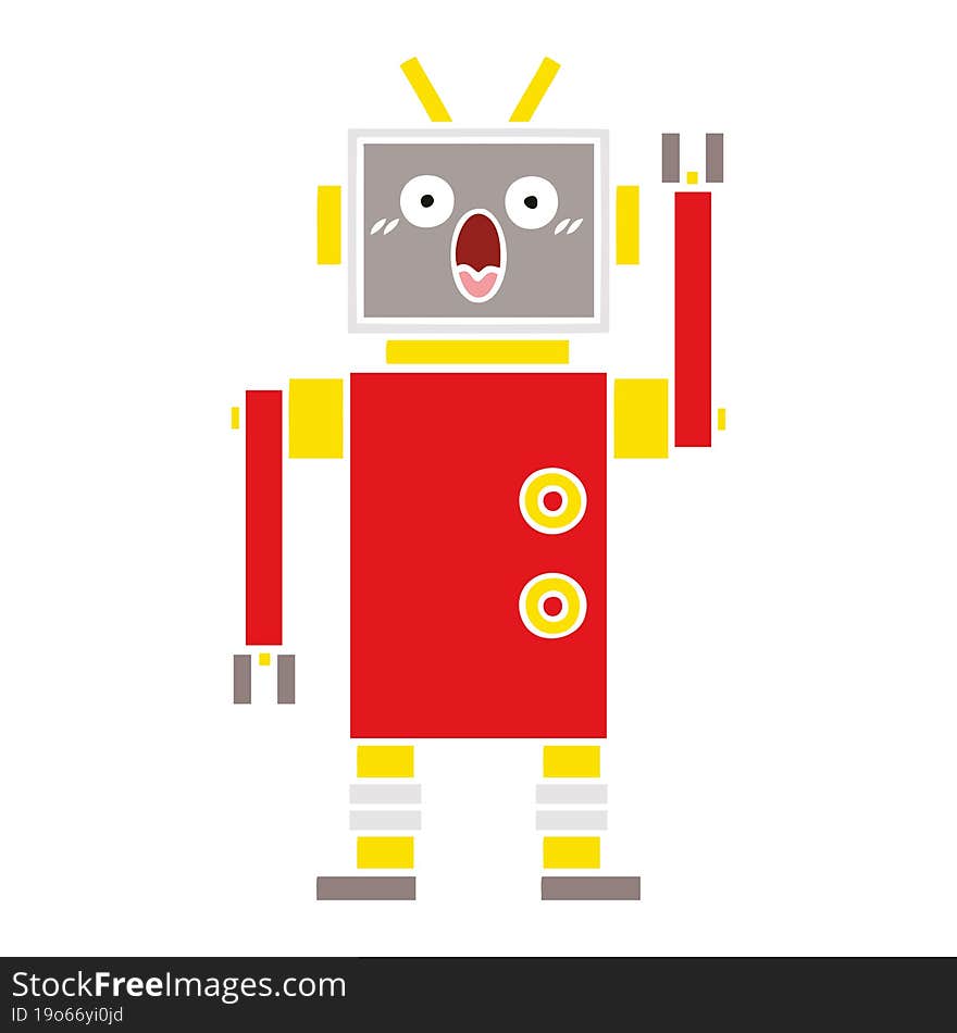 Flat Color Retro Cartoon Robot