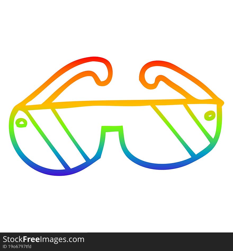 rainbow gradient line drawing cartoon sunglasses