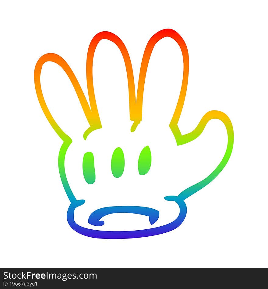 rainbow gradient line drawing traditional cartoon glove