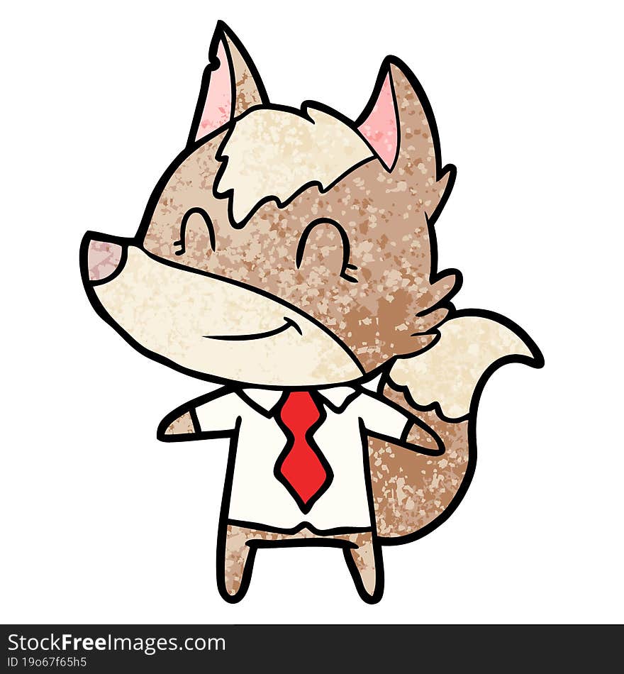 friendly cartoon wolf office worker. friendly cartoon wolf office worker