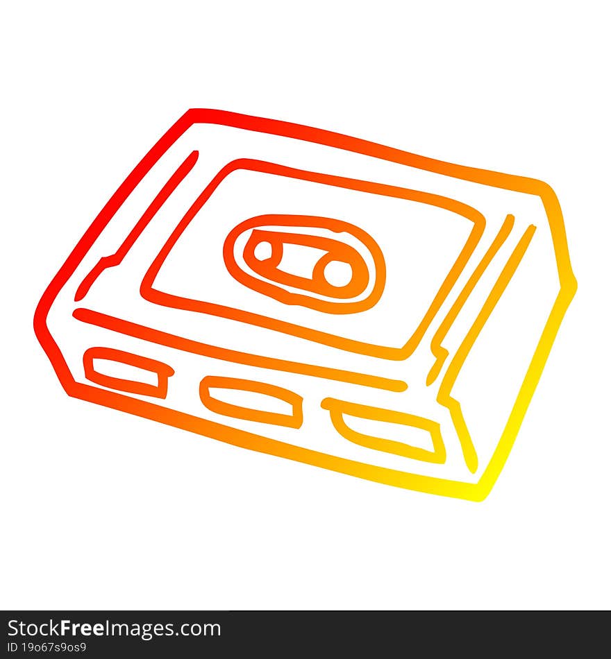 warm gradient line drawing cartoon retro tape cassette