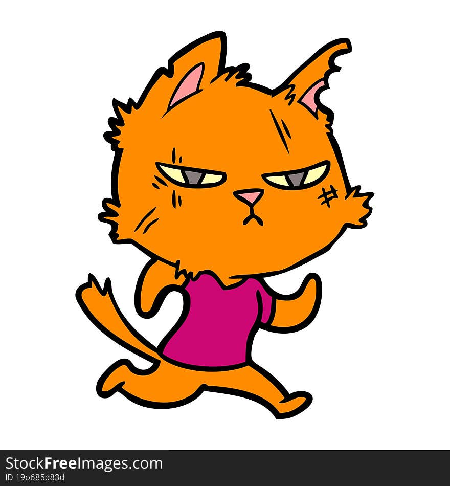 tough cartoon cat running. tough cartoon cat running