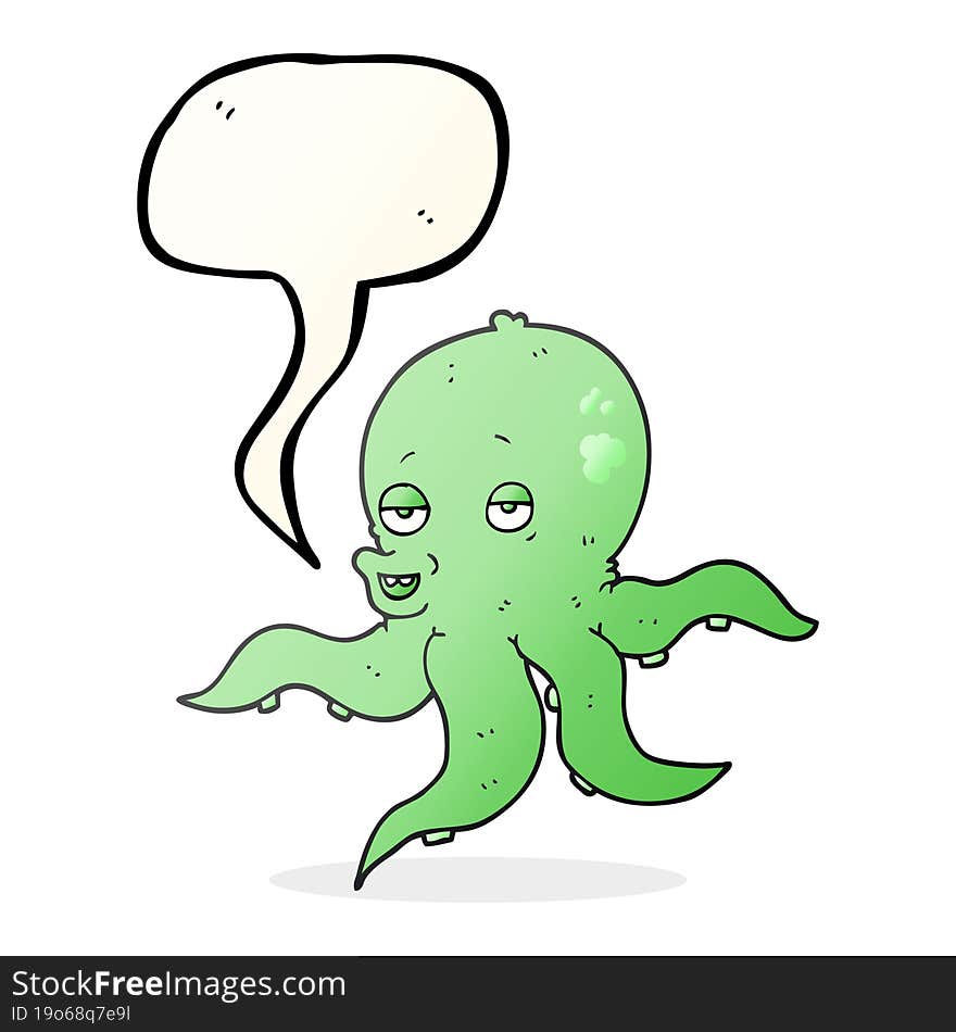 freehand drawn speech bubble cartoon octopus