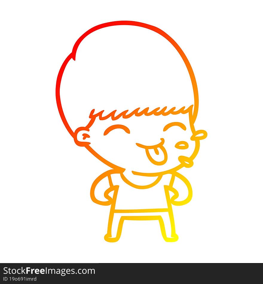 Warm Gradient Line Drawing Funny Cartoon Boy