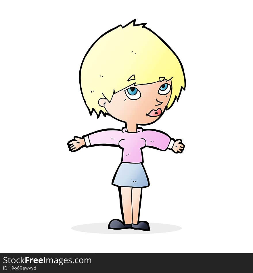 Cartoon Woman With Open Arms