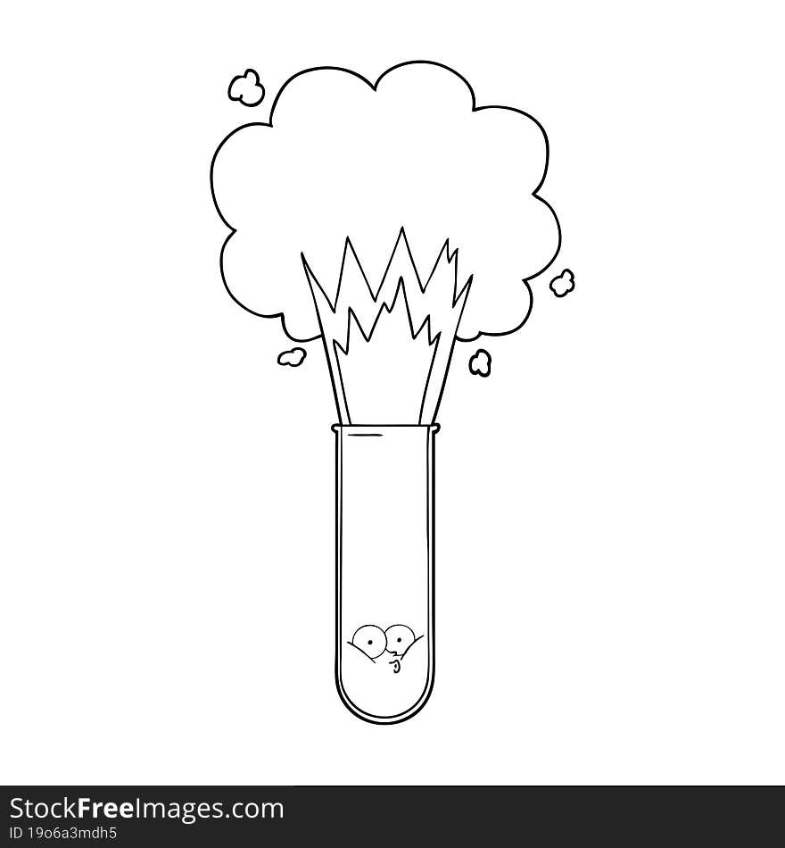 cartoon exploding chemicals in test tube. cartoon exploding chemicals in test tube