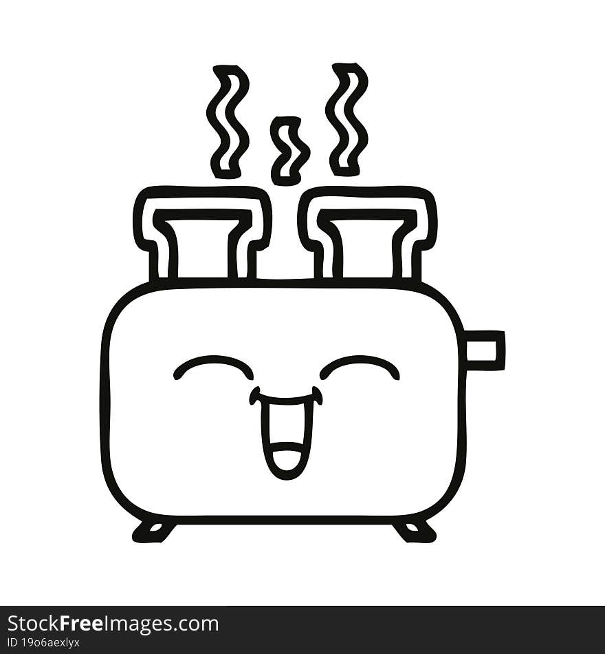 line drawing cartoon of a of a toaster