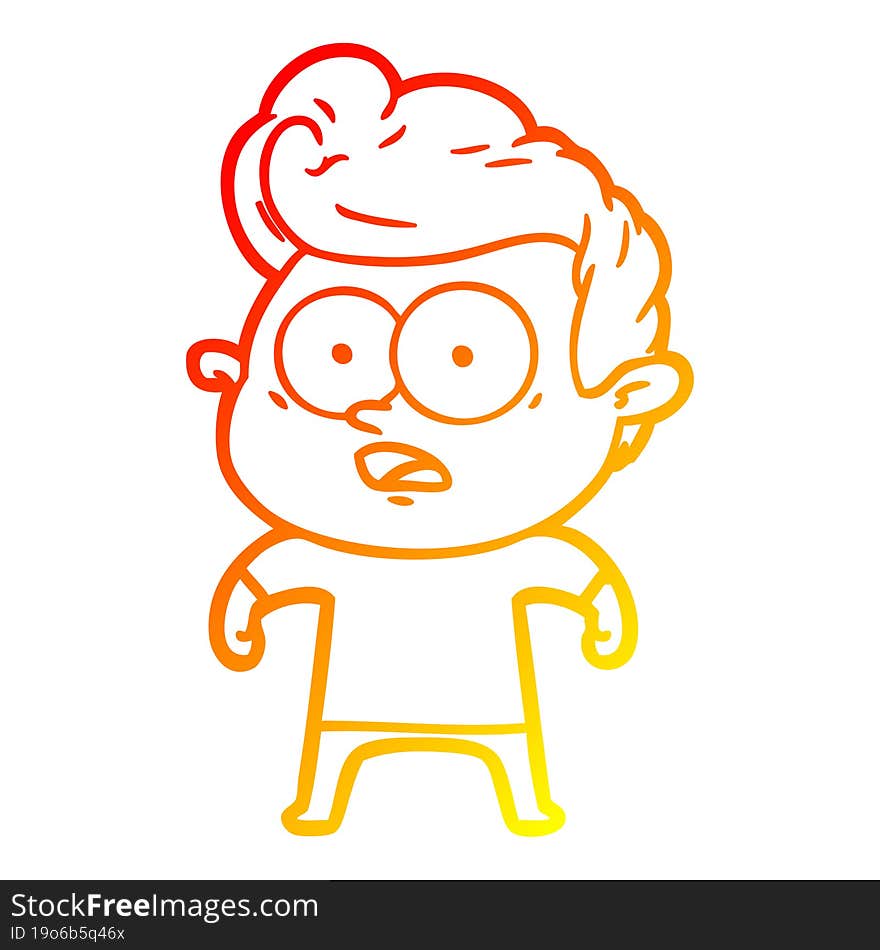 Warm Gradient Line Drawing Cartoon Staring Man