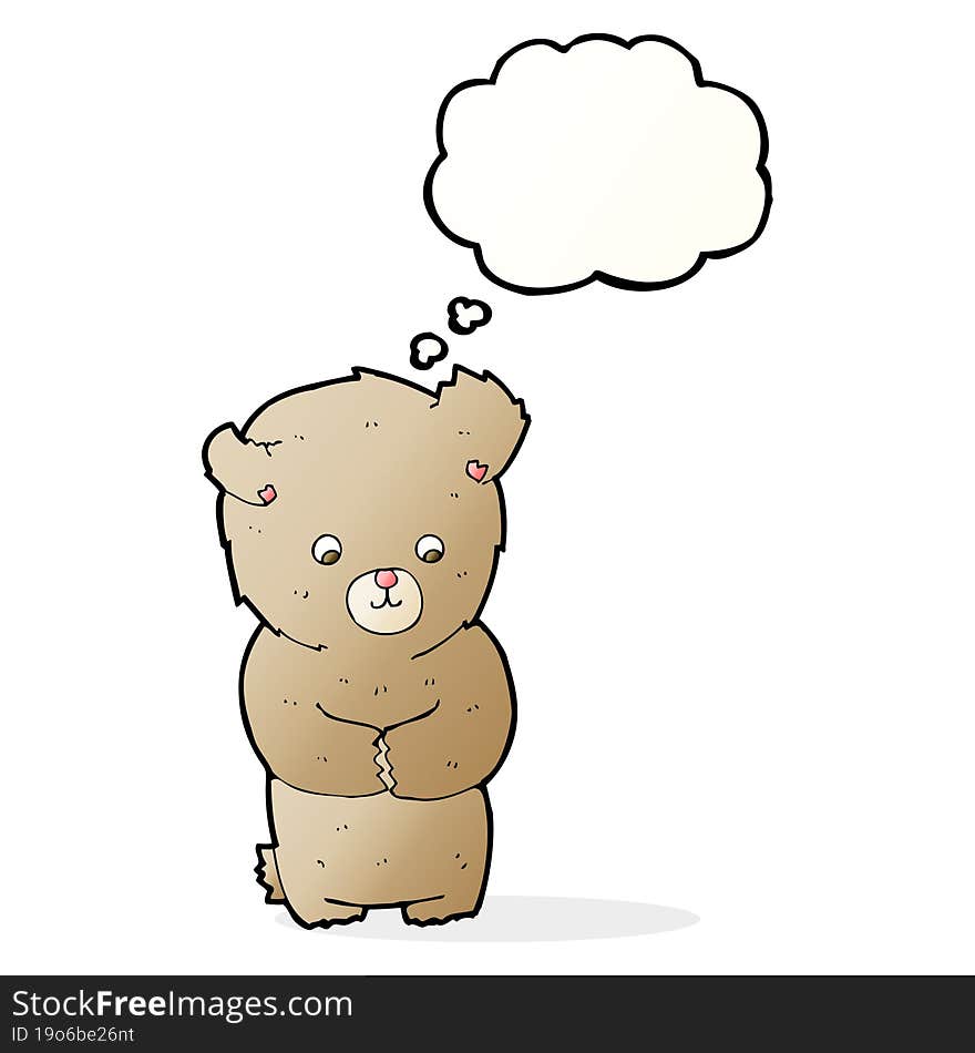 Cute Cartoon Teddy Bear With Thought Bubble