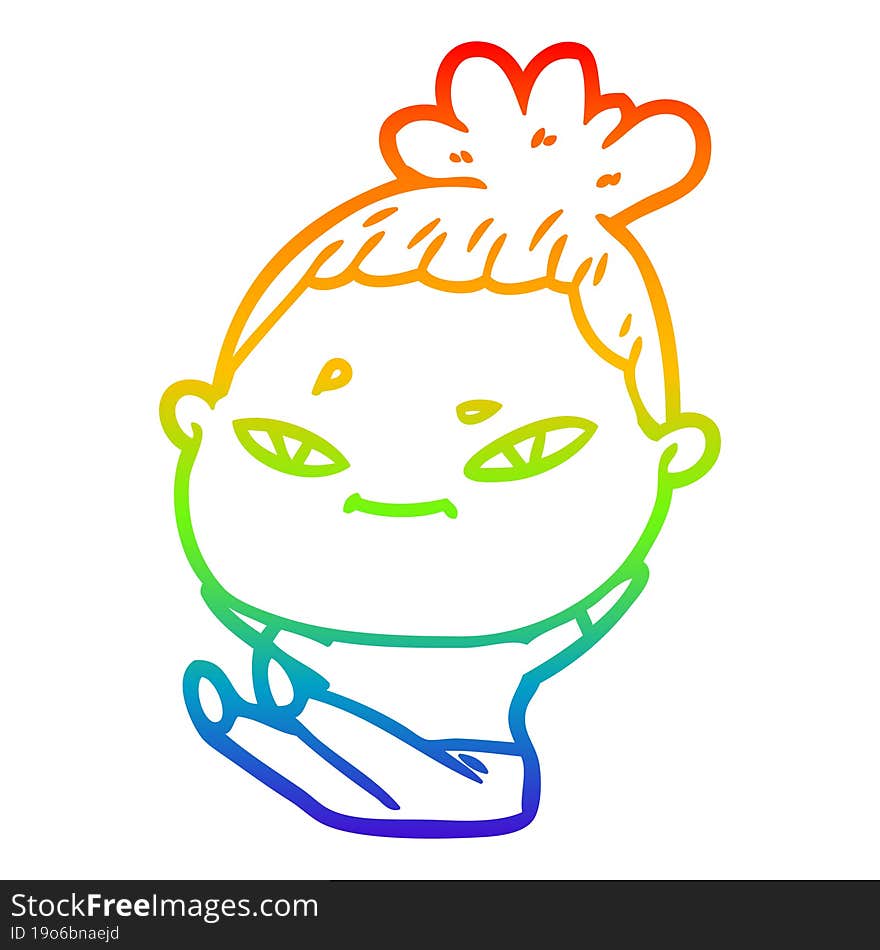 rainbow gradient line drawing of a cartoon woman