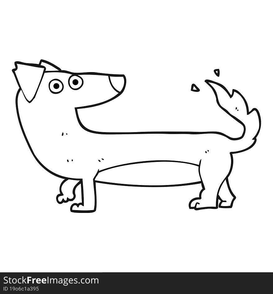 black and white cartoon dog