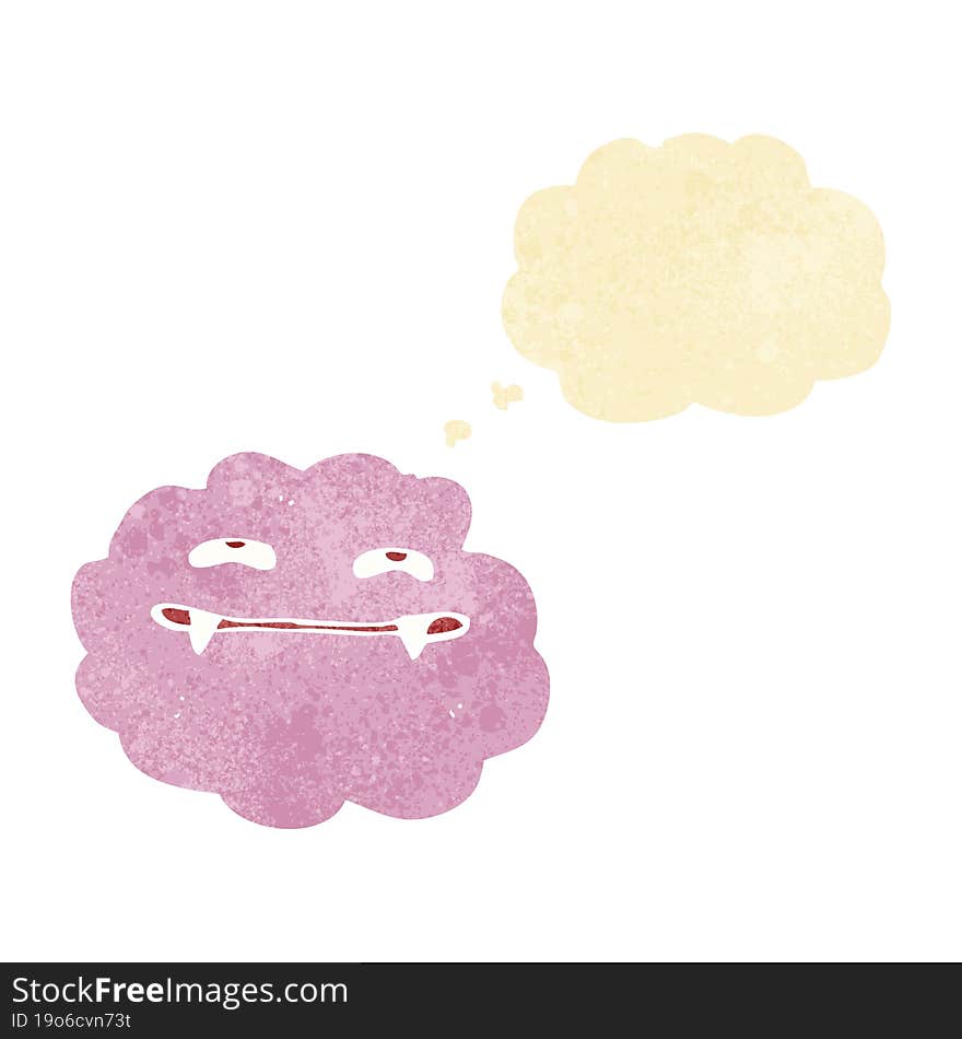 Cartoon Pink Fluffy Vampire Cloud With Thought Bubble