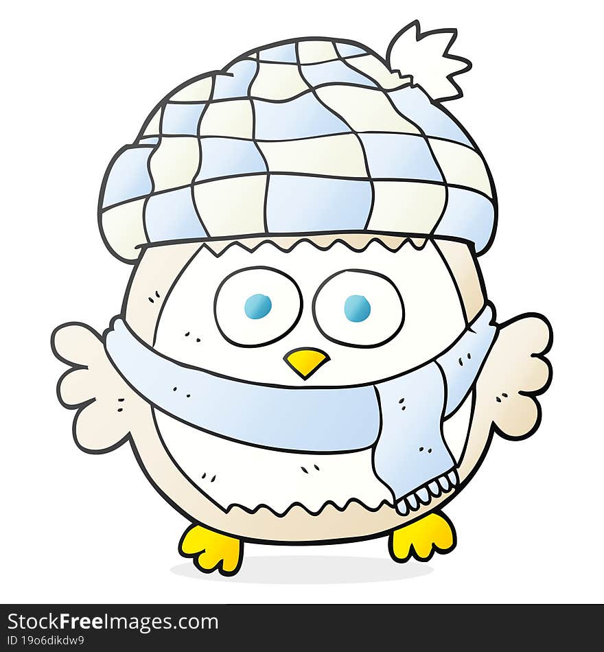 freehand drawn cartoon cute little owl