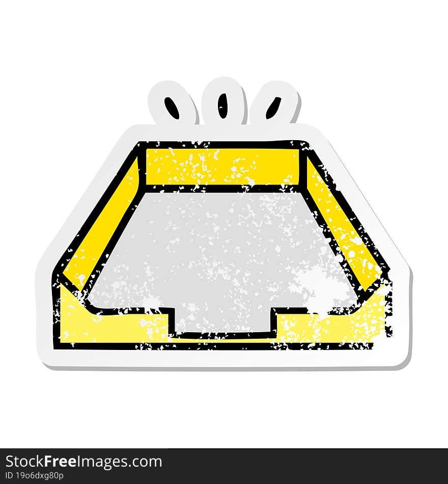 distressed sticker of a cute cartoon empty tray